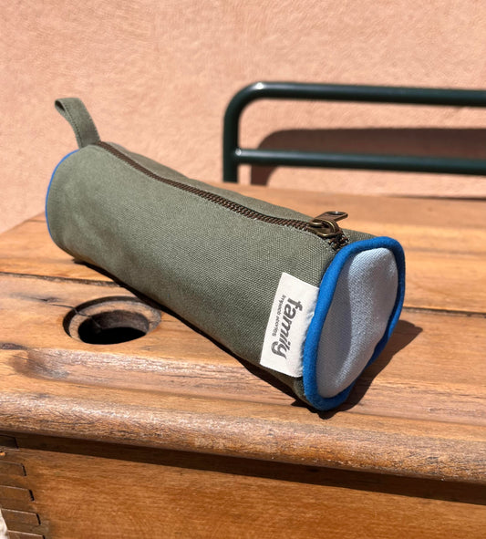 Trousse d'école bleu ciel / vert olive