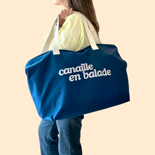 Sac week-end marine brodé CANAILLE EN BALADE
