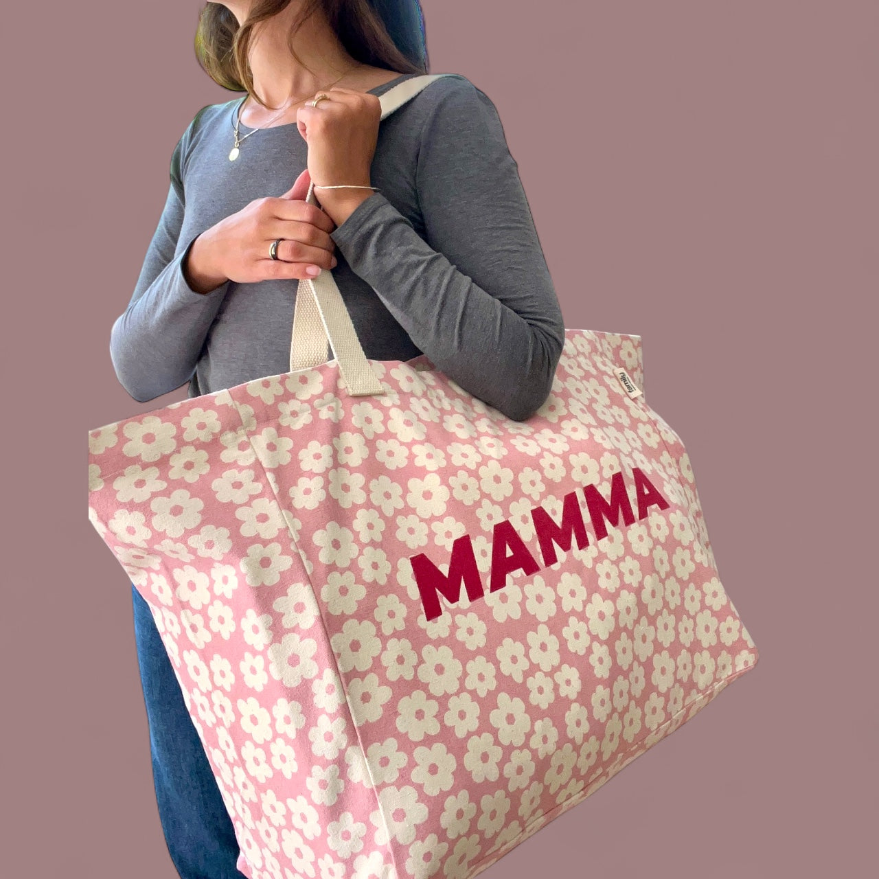 Grand cabas MAMMA motif fleurs