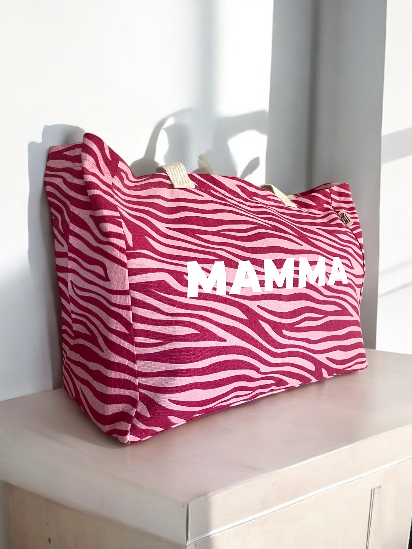 Grand cabas MAMMA motif zèbre