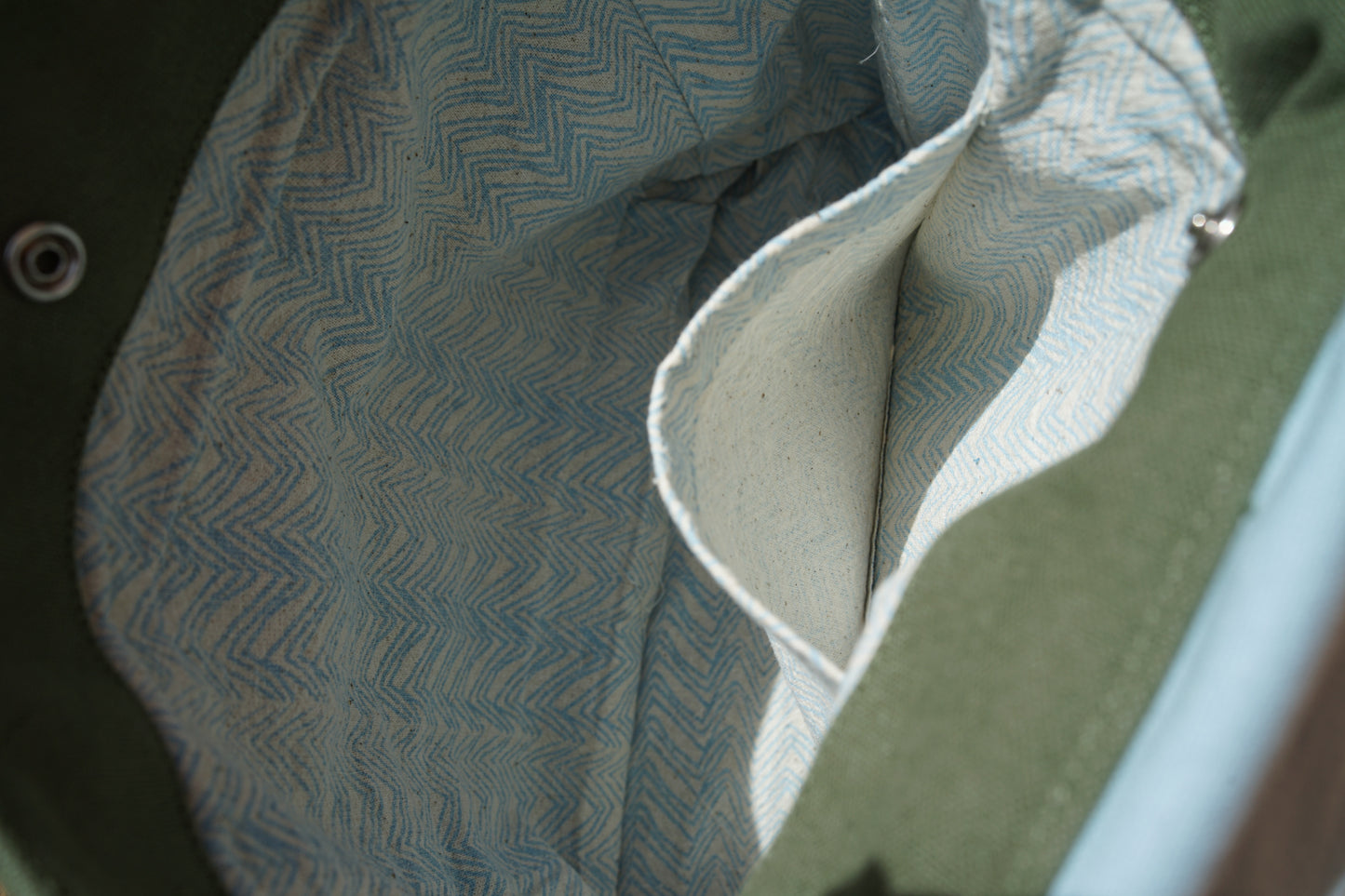 SAC A DOS ENFANT RECTANGLE BLEU CIEL / VERT OLIVE