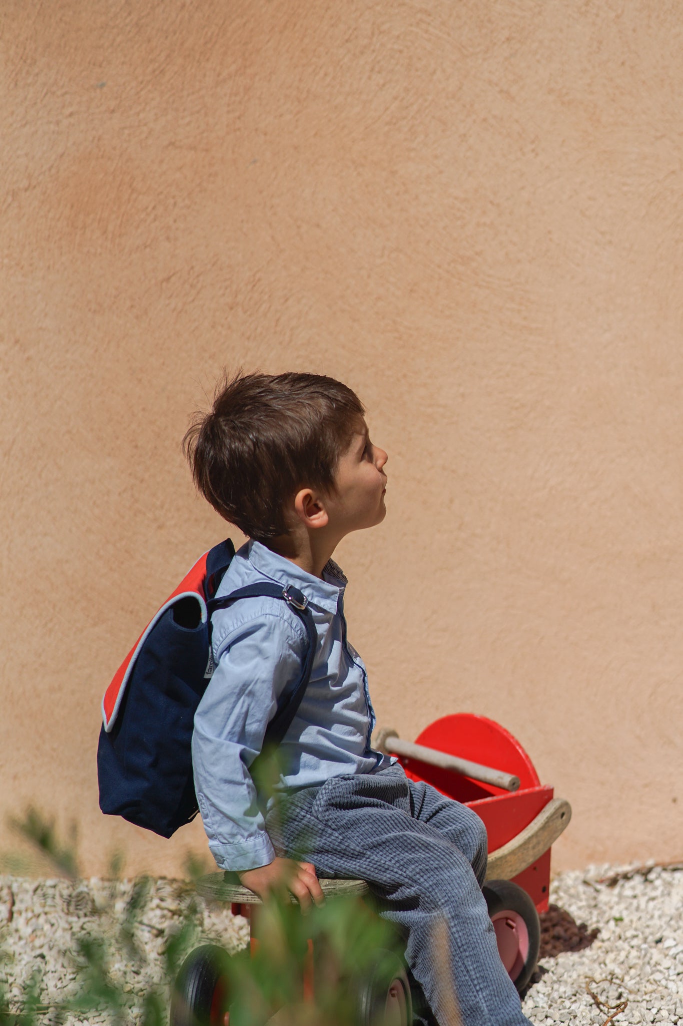 SAC A DOS ENFANT RECTANGLE ROUGE / BLEU MARINE