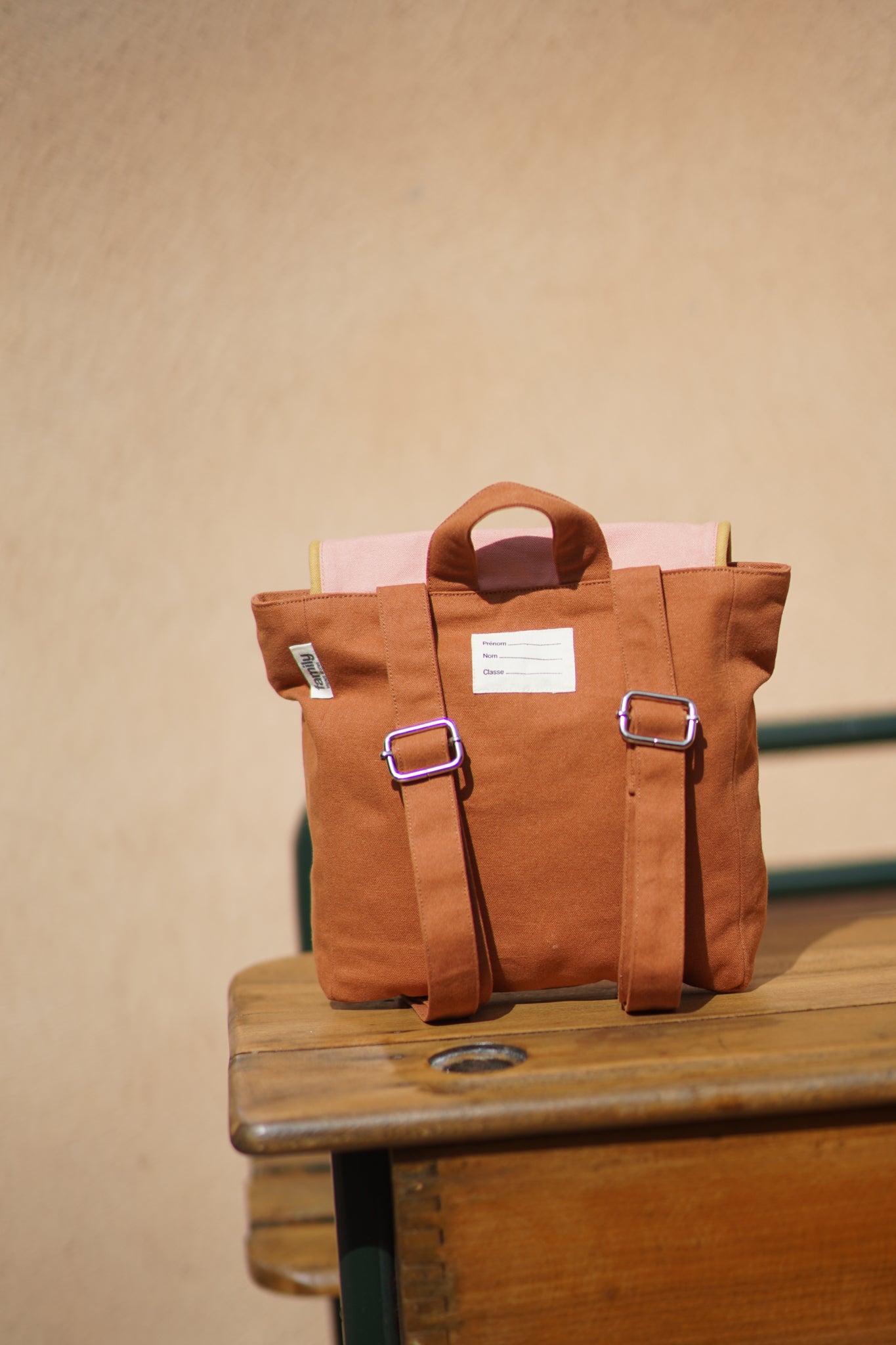SAC A DOS ENFANT RECTANGLE ROSE / CHOCOLAT