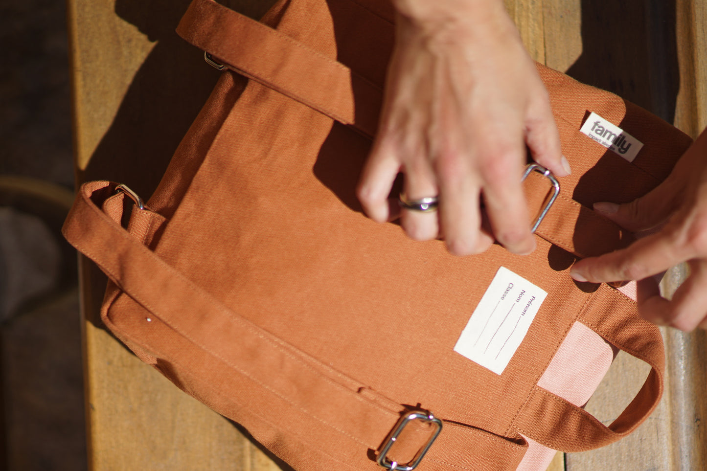 SAC A DOS ENFANT RECTANGLE ROSE / CHOCOLAT
