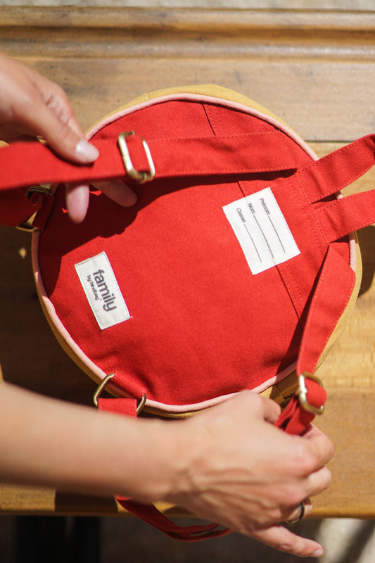 Sac à dos enfant rond moutarde / brique