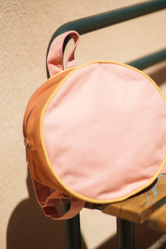 Sac à dos enfant rond rose / chocolat