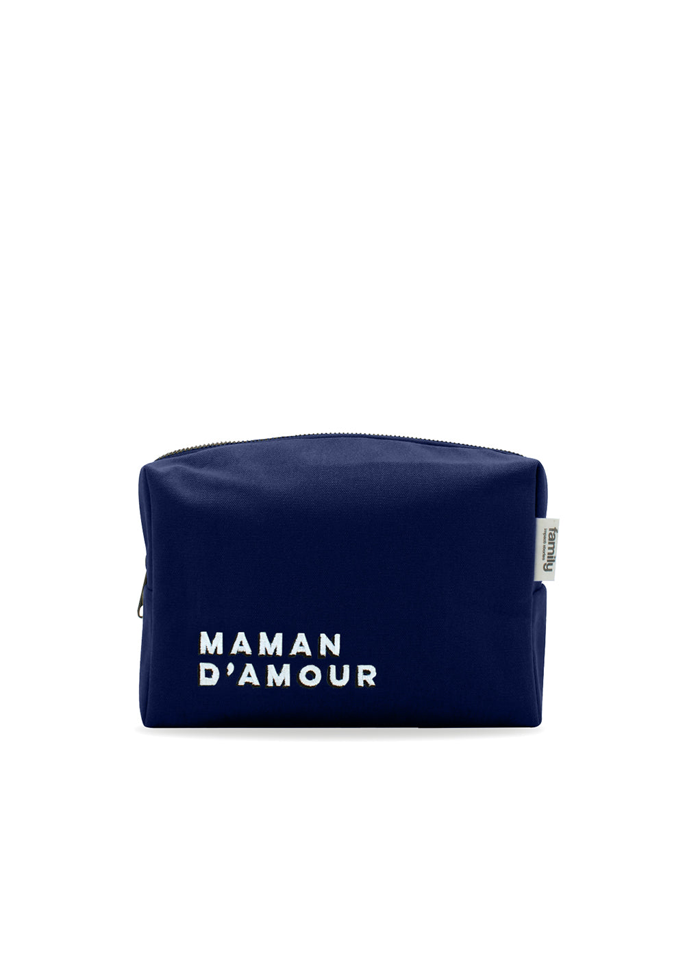 Trousse de toilette brodée MAMAN D’AMOUR bleu marine