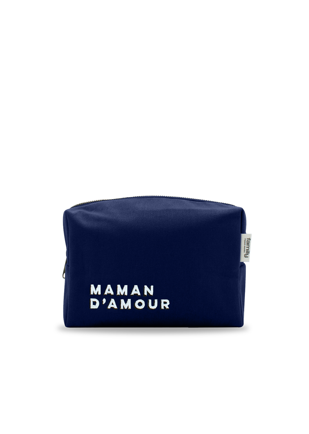 Trousse de toilette brodée MAMAN D’AMOUR bleu marine