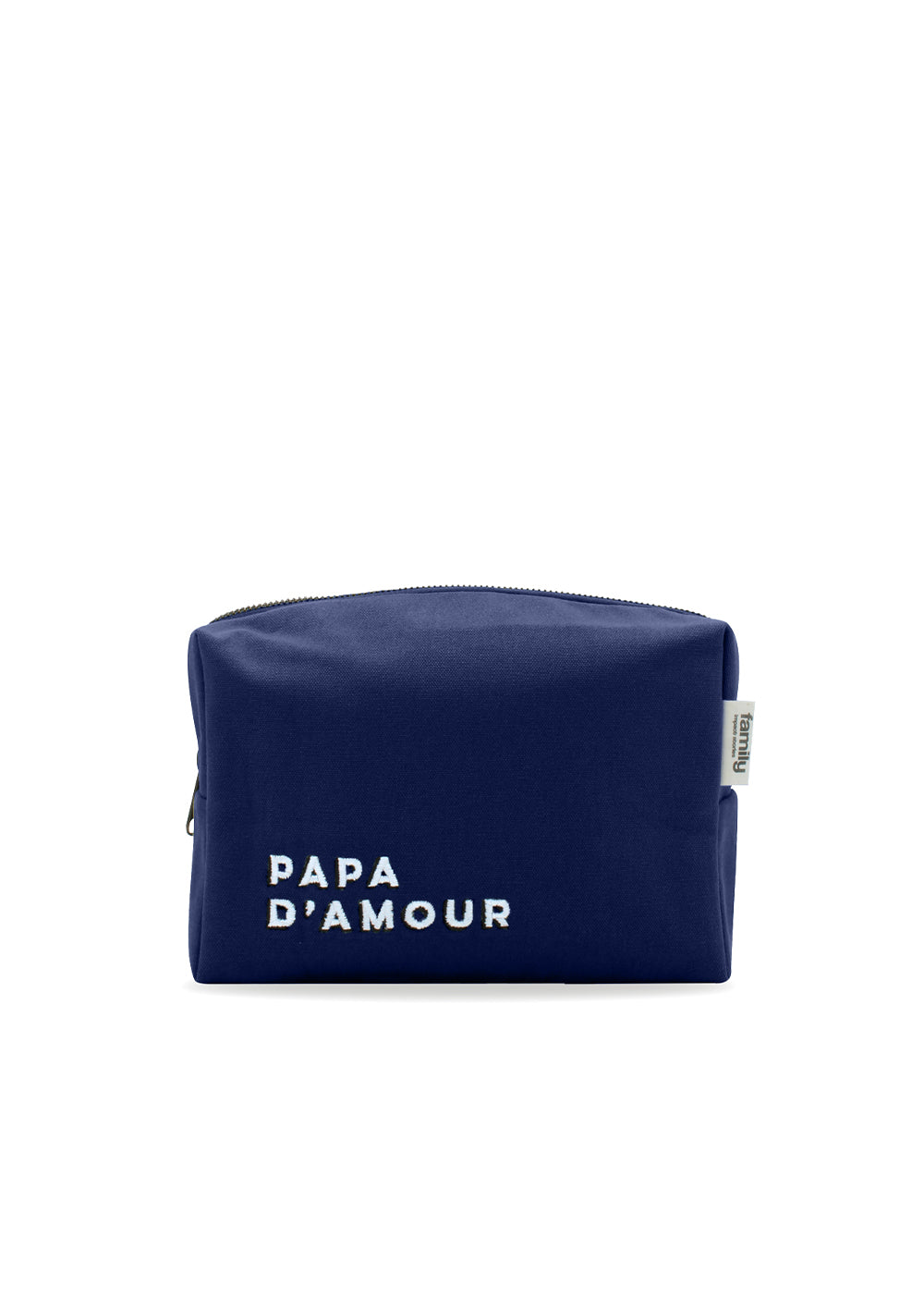 Trousse de toilette brodée PAPA D’AMOUR bleu marine