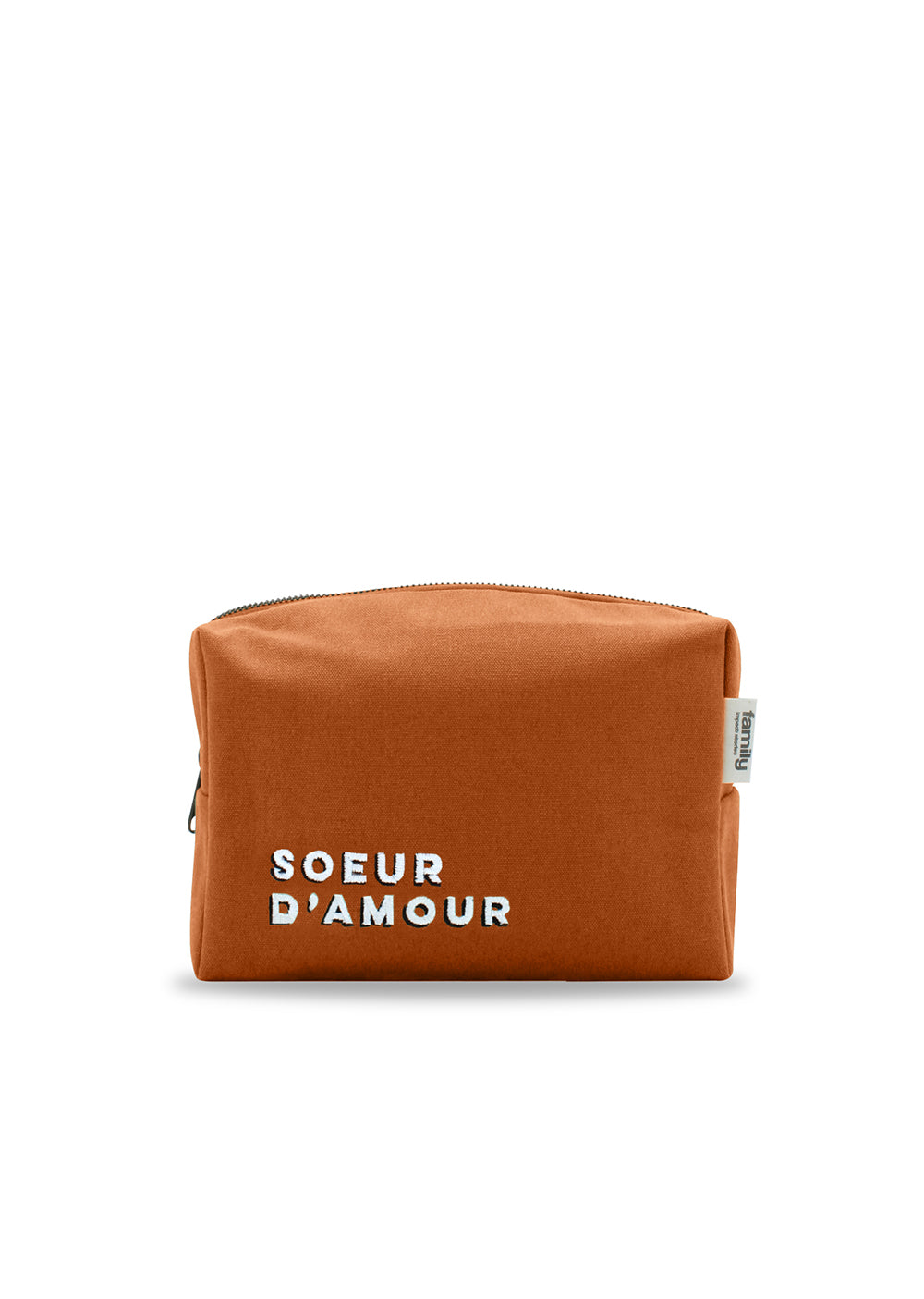 Trousse de toilette brodée SOEUR D’AMOUR cuivre