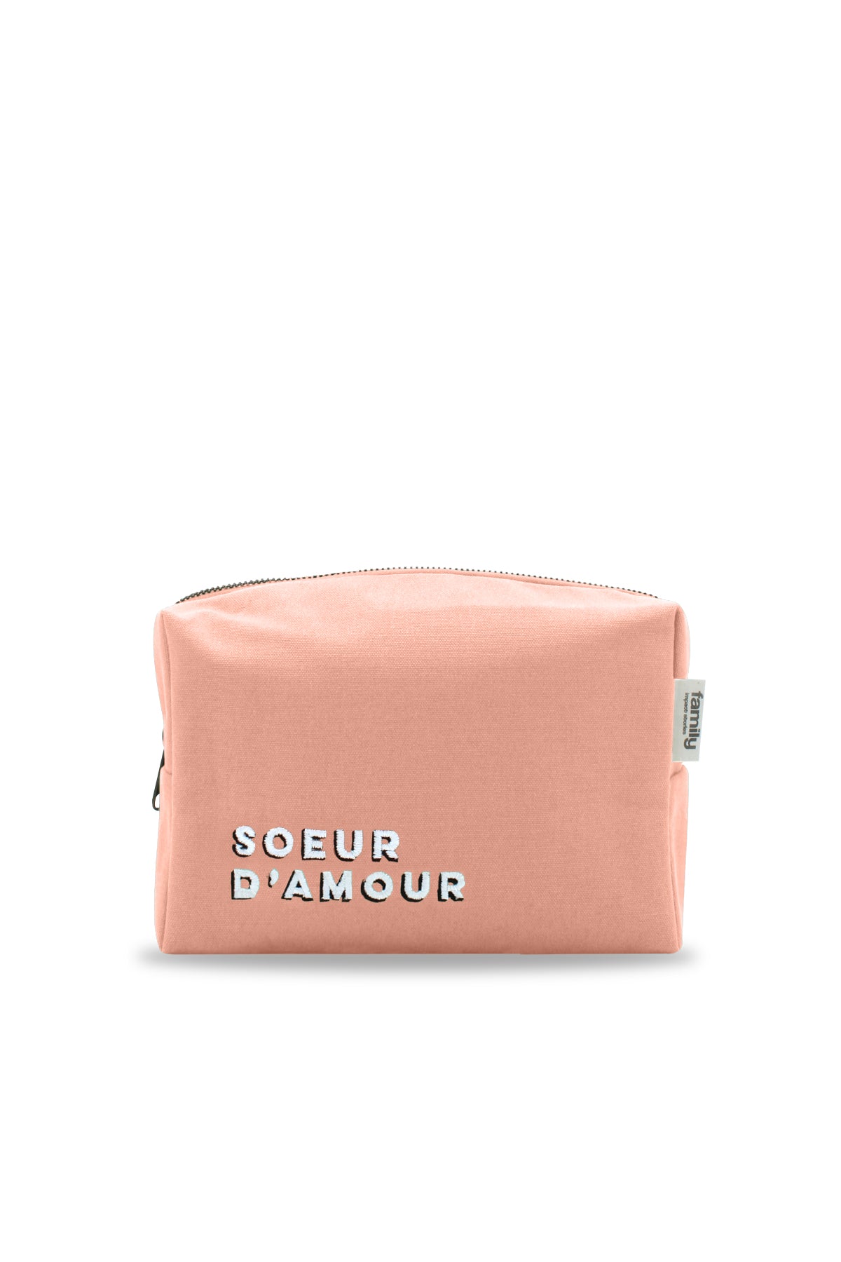 Trousse de toilette brodée SOEUR D’AMOUR rose