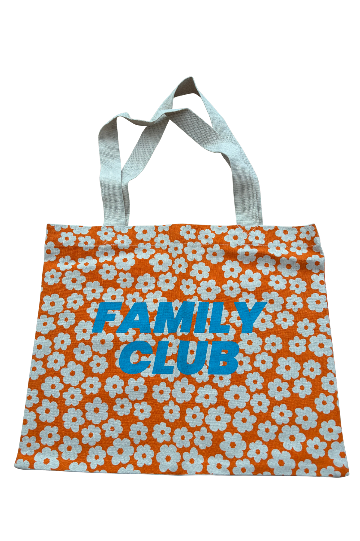 Tote bag et bleu 'Family Club' motif fleurs - PROTOTYPE