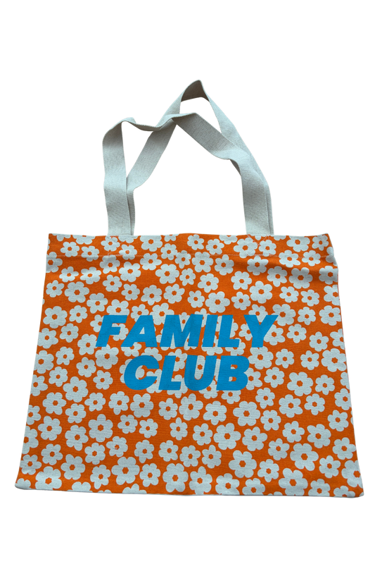 Tote bag et bleu 'Family Club' motif fleurs - PROTOTYPE