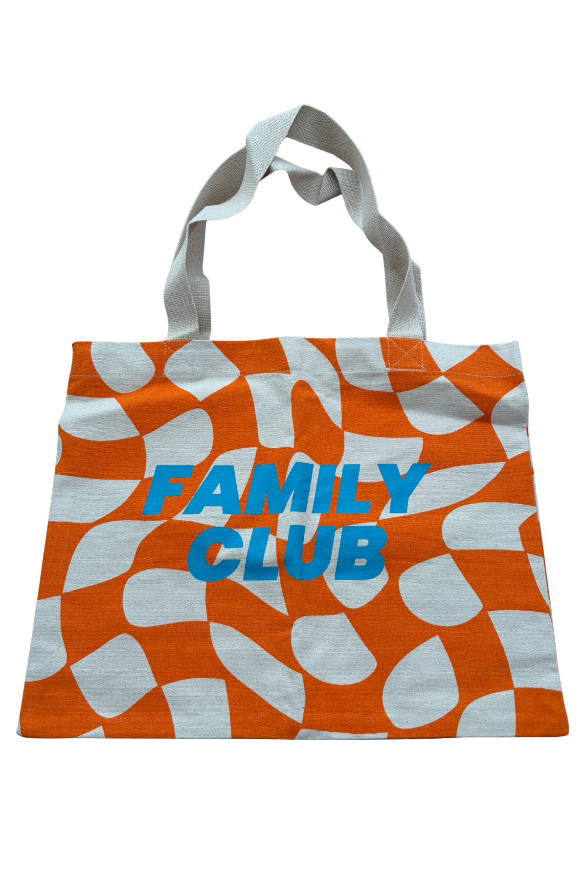 Tote bag orange et bleu 'Family Club' motif damier - PROTOTYPE