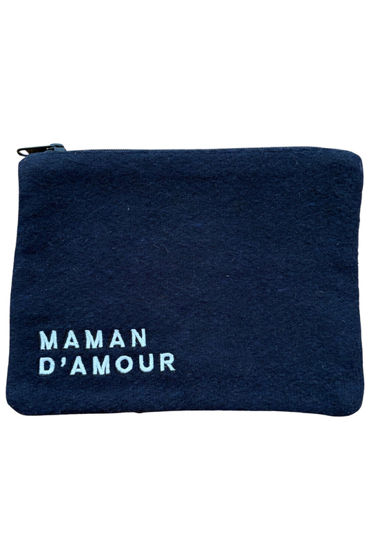 Trousse en laine brodée 'maman d'amour' - PROTOTYPE