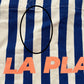 Grand cabas LA PLAGE rayé blanc et bleu - DÉFAUT