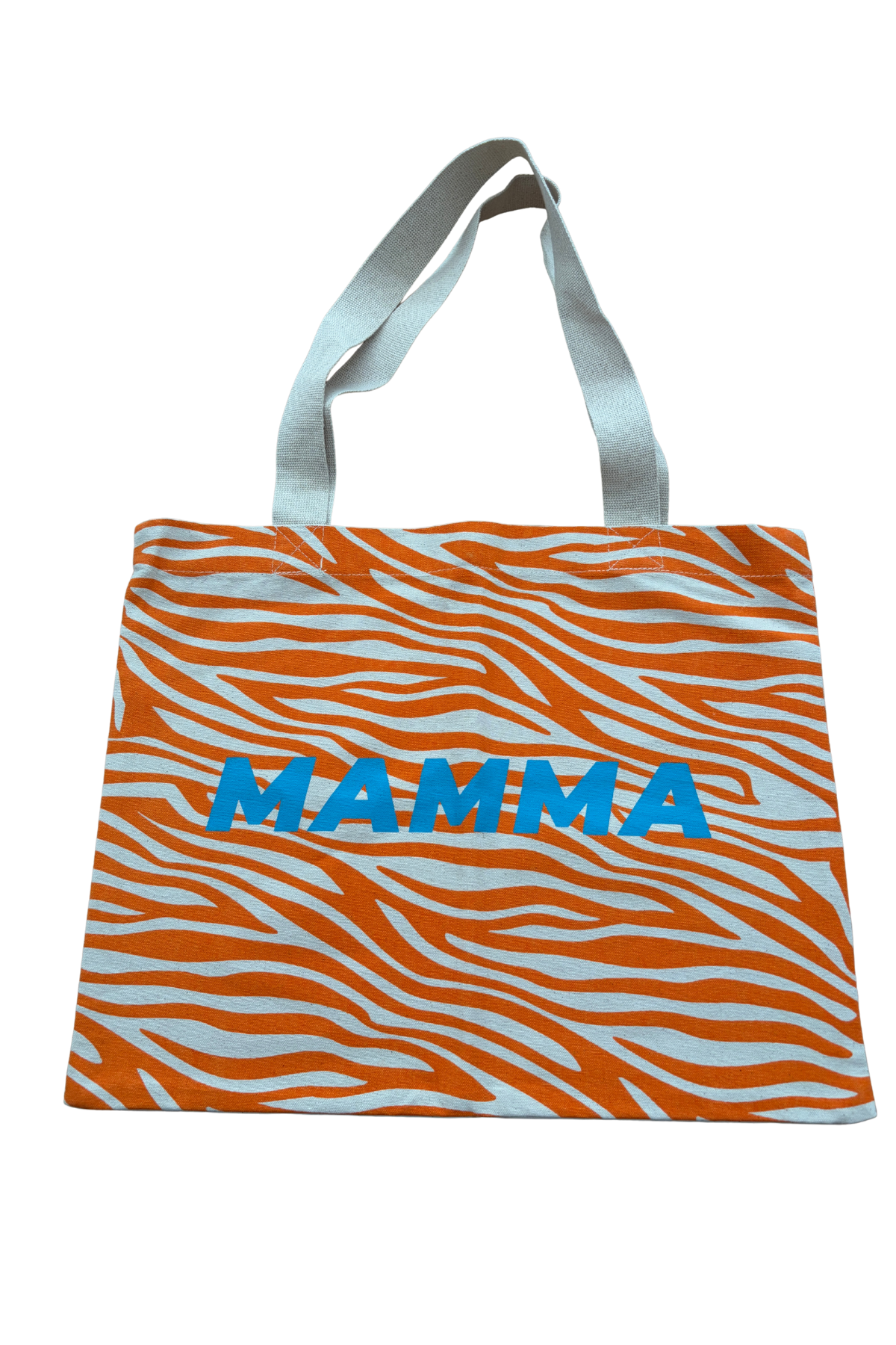 Tote bag orange et bleu 'Mamma' motif zèbre - PROTOTYPE