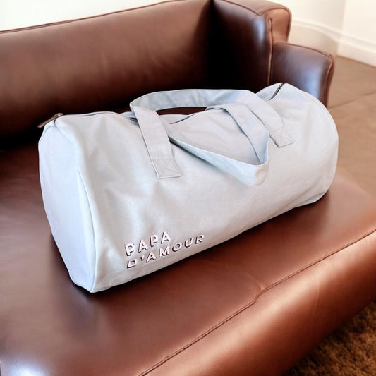 Grand polochon brodé PAPA D’AMOUR bleu ciel