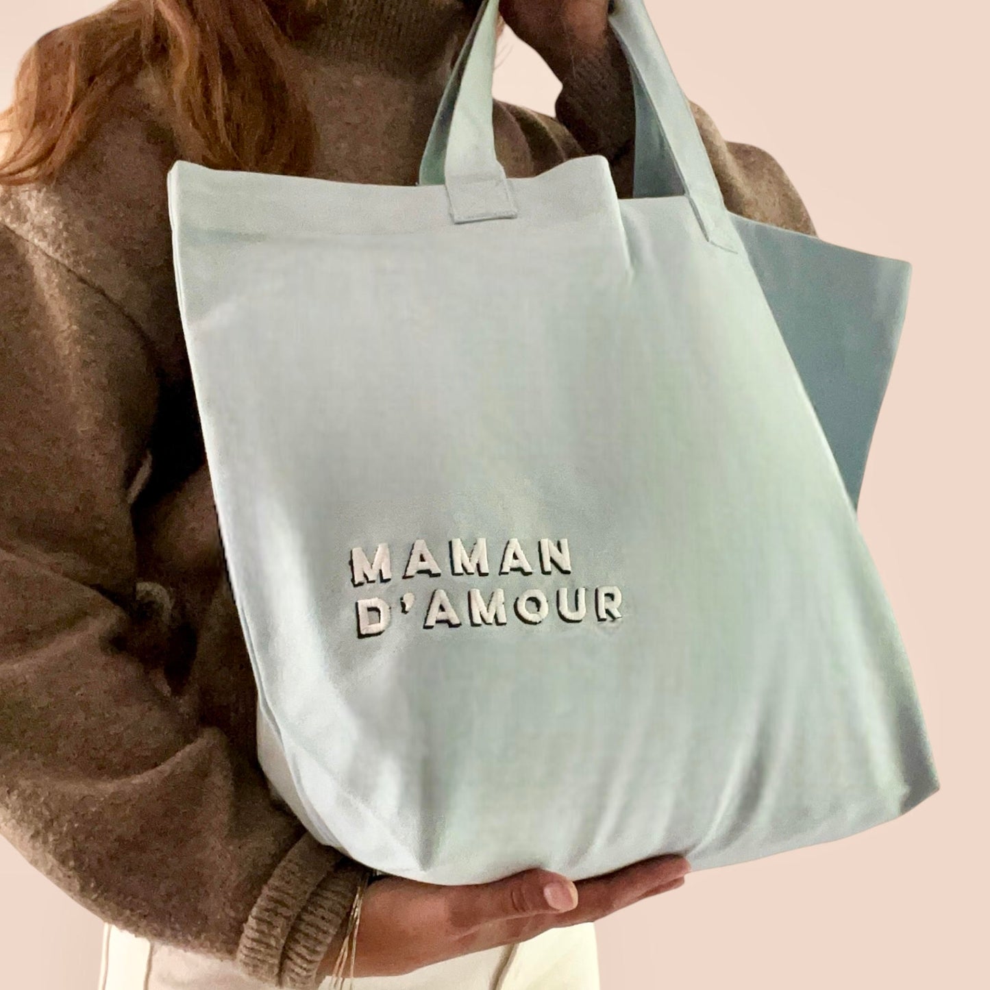 SAC SHOPPING MAMAN D’AMOUR BLEU CIEL