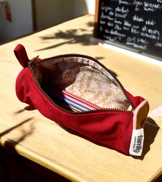 Trousse d'école moutarde / brique