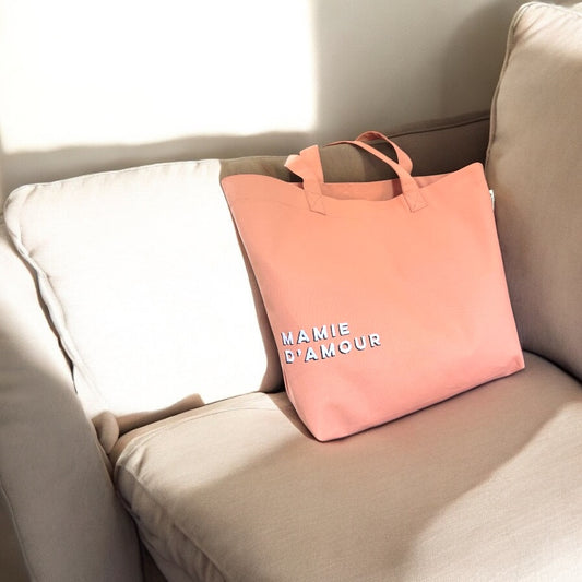 Sac shopping brodé MAMIE D’AMOUR rose