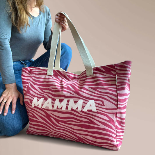 Grand cabas MAMMA motif zèbre