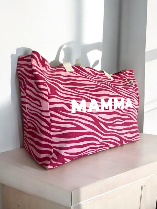 Grand cabas MAMMA motif zèbre