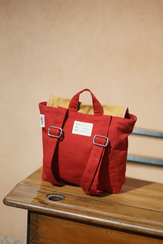 Sac à dos enfant rectangle moutarde / brique