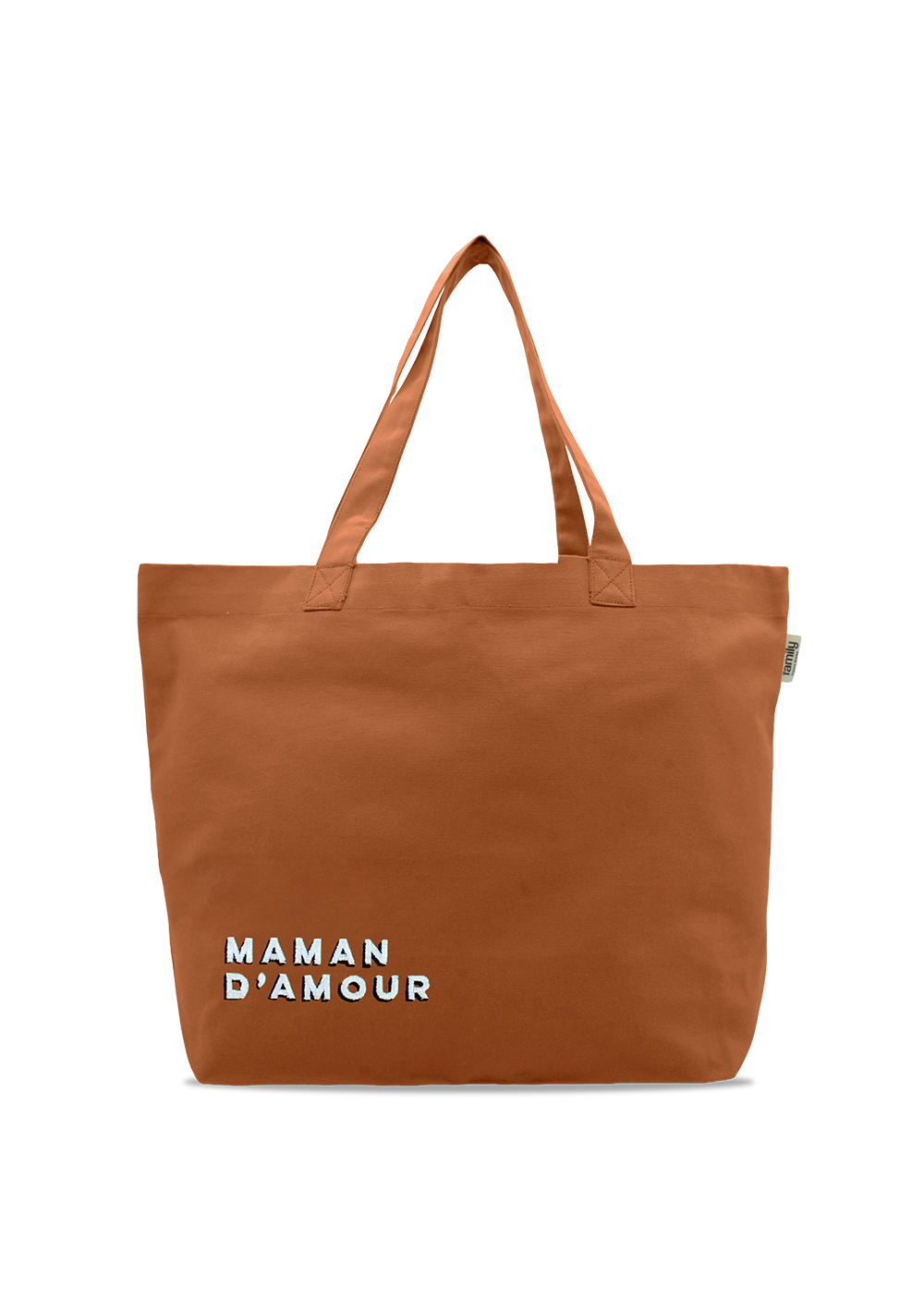 Sac shopping brodé MAMAN D’AMOUR cuivre