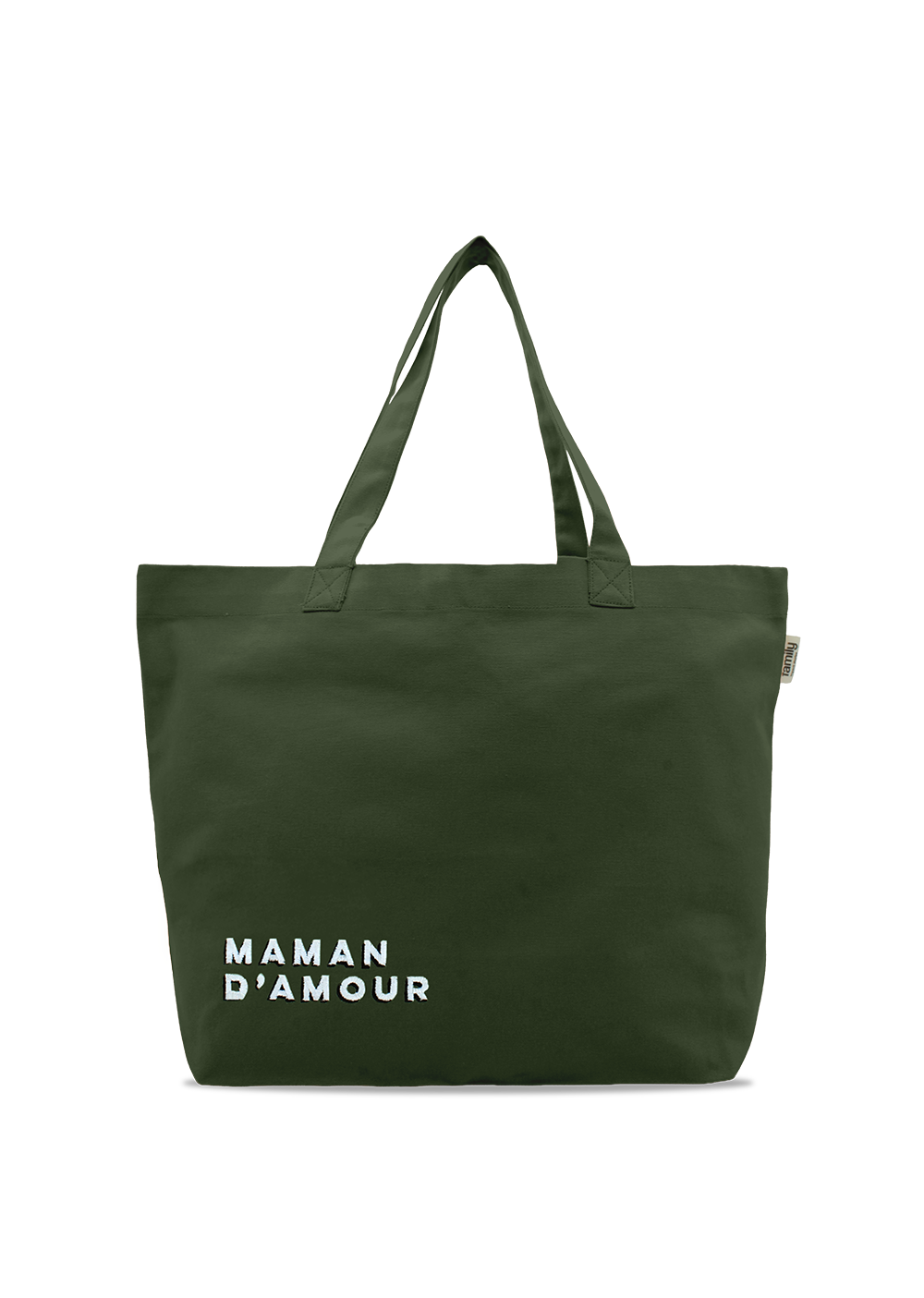 Sac shopping brodé MAMAN D’AMOUR olive