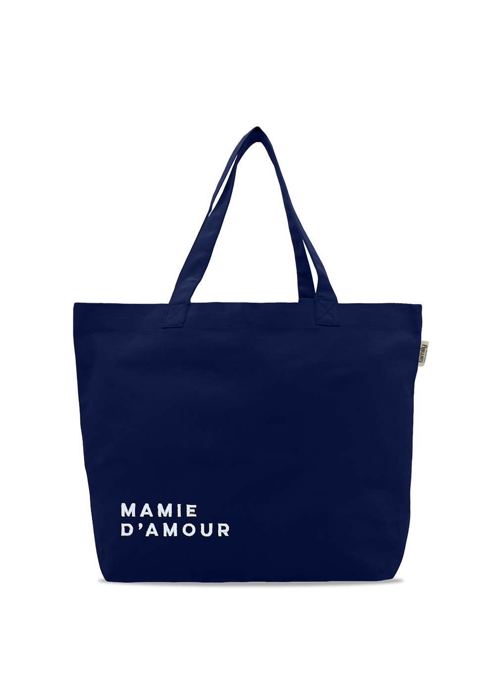 Sac shopping brodé MAMIE D’AMOUR bleu marine