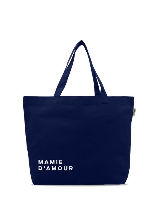 Sac shopping brodé MAMIE D’AMOUR bleu marine