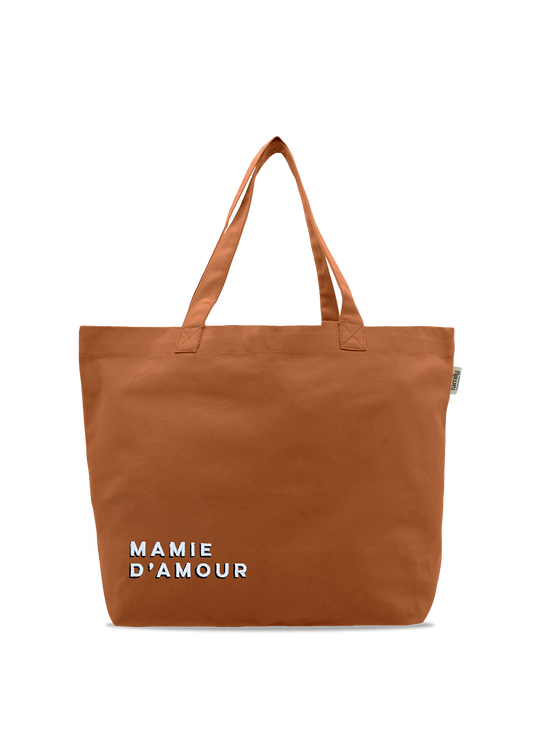 Sac shopping brodé MAMIE D’AMOUR cuivre