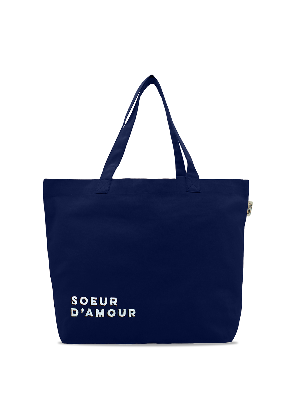 Sac shopping brodé SOEUR D’AMOUR bleu marine