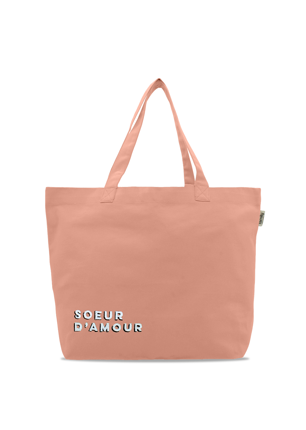Sac shopping brodé SOEUR D’AMOUR rose