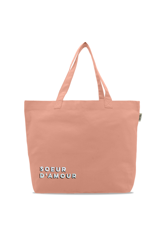 Sac shopping brodé SOEUR D’AMOUR rose