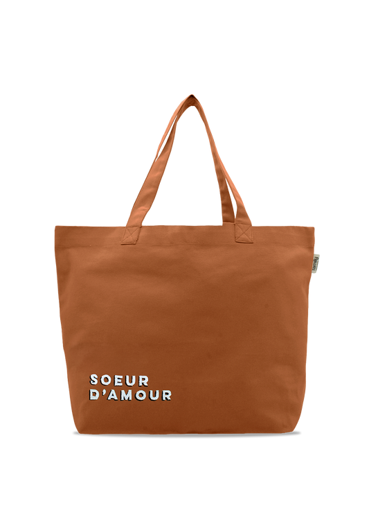 Sac shopping brodé SOEUR D’AMOUR cuivre