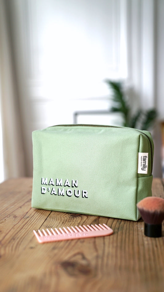 TROUSSE DE TOILETTE MAMAN D’AMOUR VERT D'EAU