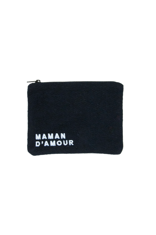 Trousse en laine brodée 'maman d'amour' Navy