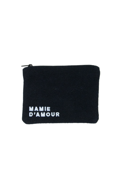 Trousse en laine brodée 'mamie d'amour' Navy