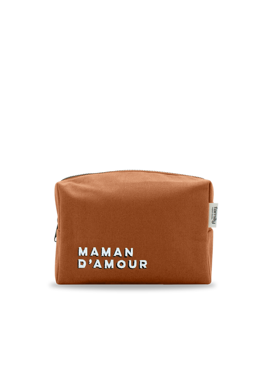 Trousse de toilette brodée MAMAN D’AMOUR cuivre