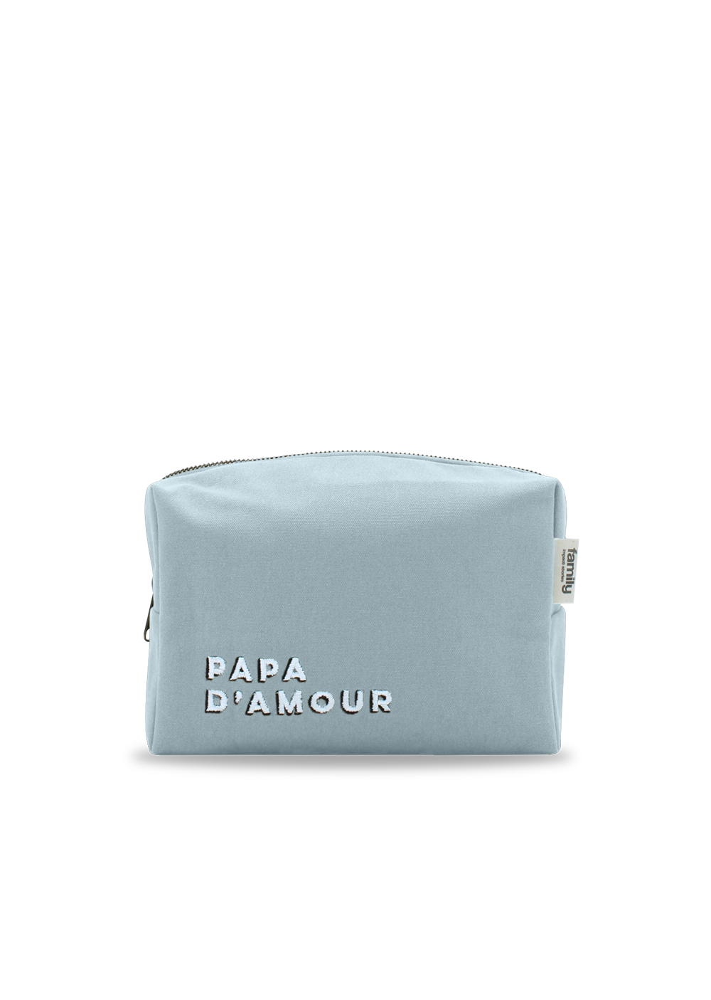 Trousse de toilette brodée PAPA D’AMOUR bleu ciel