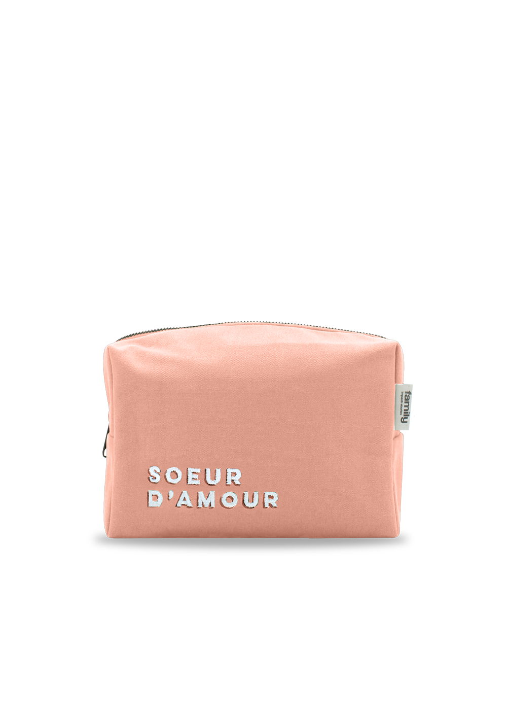 Trousse de toilette brodée SOEUR D’AMOUR rose