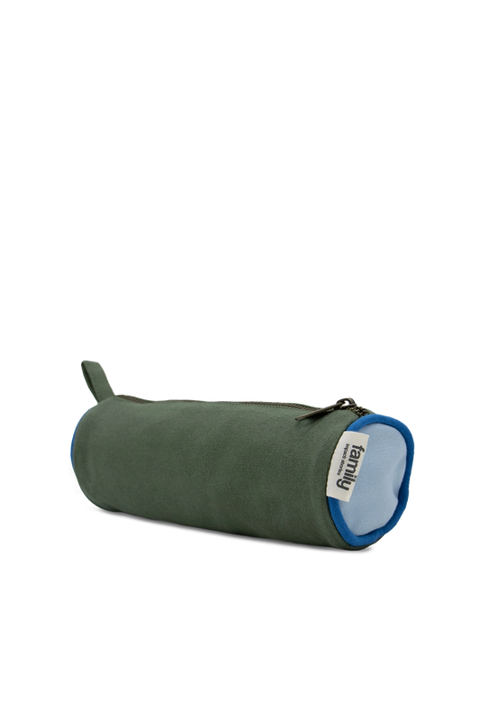 Trousse d'école bleu ciel / vert olive